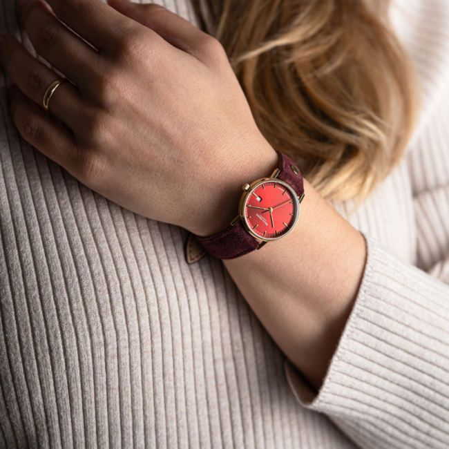 Bruno.Soehnle.Rondo - 17-33106-541 -wrist.rot.Damenuhr.Lederband.JuwelierRothUlm