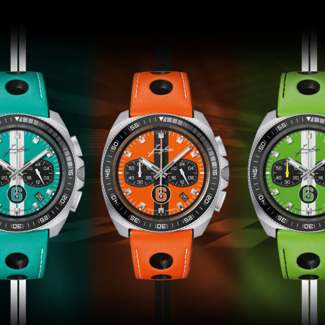 Junghans.1972 Chronoscope Sports Edition 2026_Uhren.41_4558_00_türkies.41_4557_00_orange.41_4560_00_hellgrüm.JuwelierRoth.Ulm