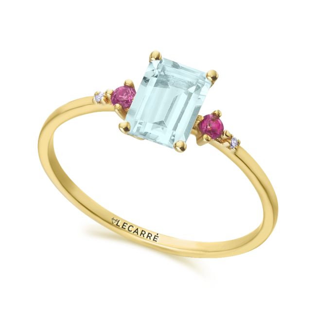 LeCarre.JuwelierRoth.Ulm.GG. Edelsteine.rot.blau.Brillanten.Ring.GA157TA.
